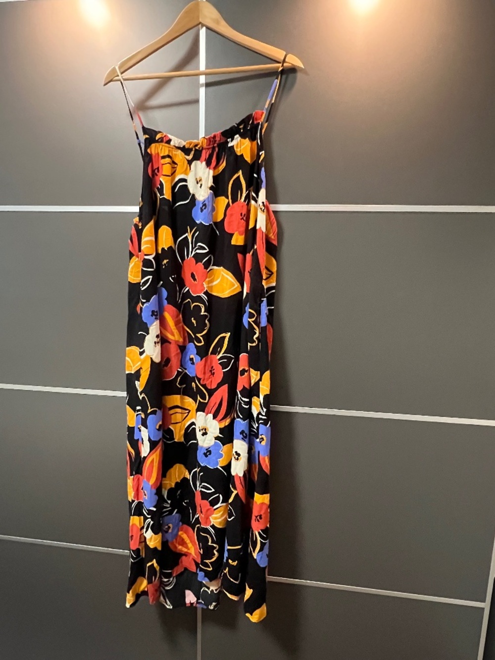 Lush Black Floral Boho Flowy Dresss Large